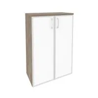 Шкаф средний широкий (2 средних фасада стекло лакобельчерное в раме) ONIX O.ST-2.4R white